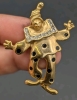 Fun Vintage Gold-Tone Articulated Clown / Pierrot Brooch / Pendant with Enamel and Rhinestones | 1.75" Long x 1.6" Wide - 4