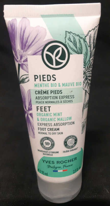 New | Pieds Organic Mint & Organic Mallow Express Absorption Foot Cream 75ML