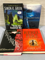 4 Novels The Spy Who Haunted Me, Thinning The predators, The Lamplighters & Rebel Fire 3 Hardcovers 1 Paperback