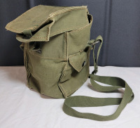 Vintage Canadian Military Olive Drab Haversack Bag with Shoulder Strap