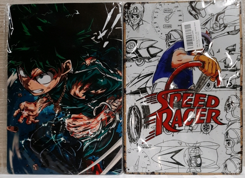 2 New Metal Decor Signs "My Little Hero" & "Speed Racer"