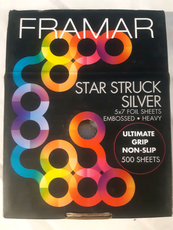 New | Framar Star Struck Silver Heavy Ultimate Grip Non-Slip Pre-Cut Embossed Foil Sheets ( 500 Total ) * 5" x 7" *