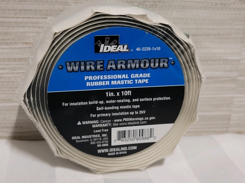 IDEAL Wire Armour Professional Grade Rubber Mastic Tape , 1"×10' - New