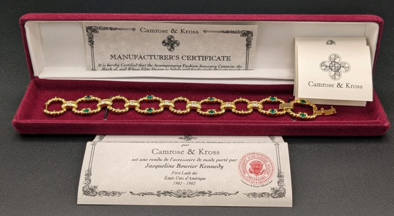 Fantastic Signed Camrose & Kross x Jacqueline Bouvier Kennedy Ladies Replica Bracelet | With Original Case, Care Card & Certificate | 7.75" Long including Extension Link