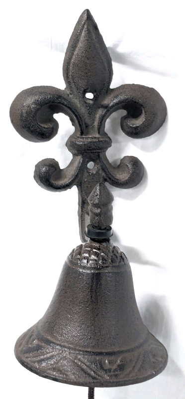 As-New Brown Cast Metal Fleur-De-Lis Bell / Wall Decor