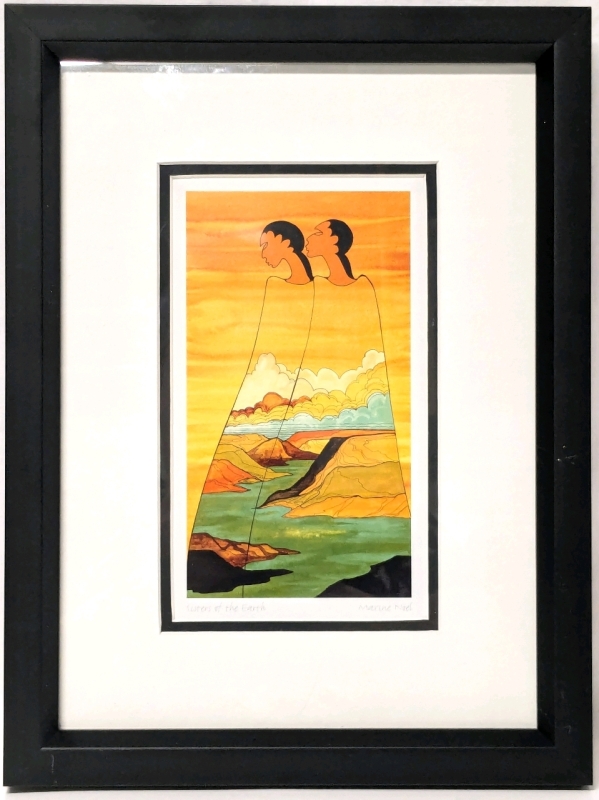 Gorgeous Framed & Matted "Sisters of the Earth" Art Print by Canadian Aboriginal Artist Maxine Noel / IOYAN MANI | 10" x 13.15" Frame, Print 7" x 4"