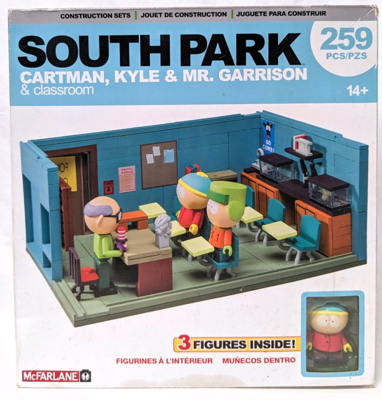 New Open-Box | McFarland SOUTH PARK: Cartman, Kyle & Mister Carson & Classroom | 259 Piece Construction Set