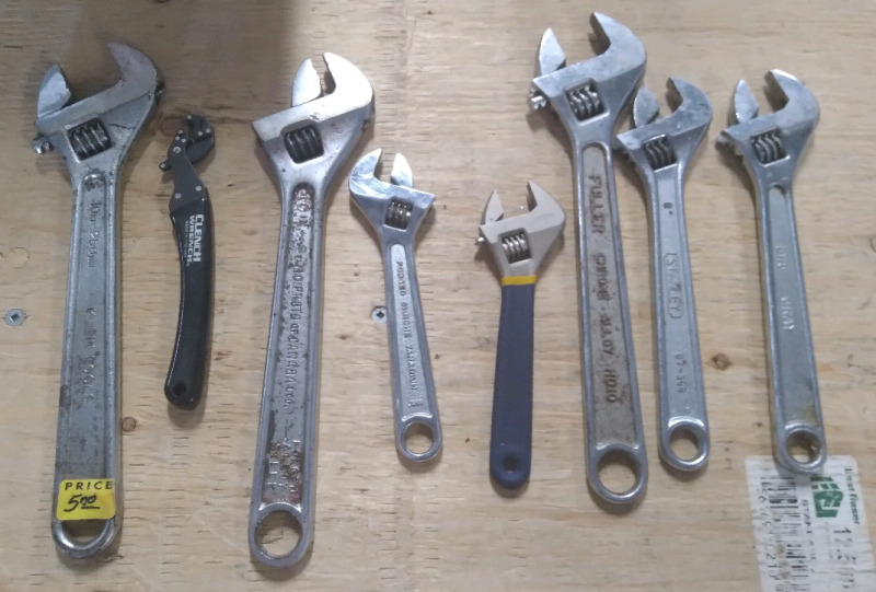 8 Various Wrenches 10"-6"