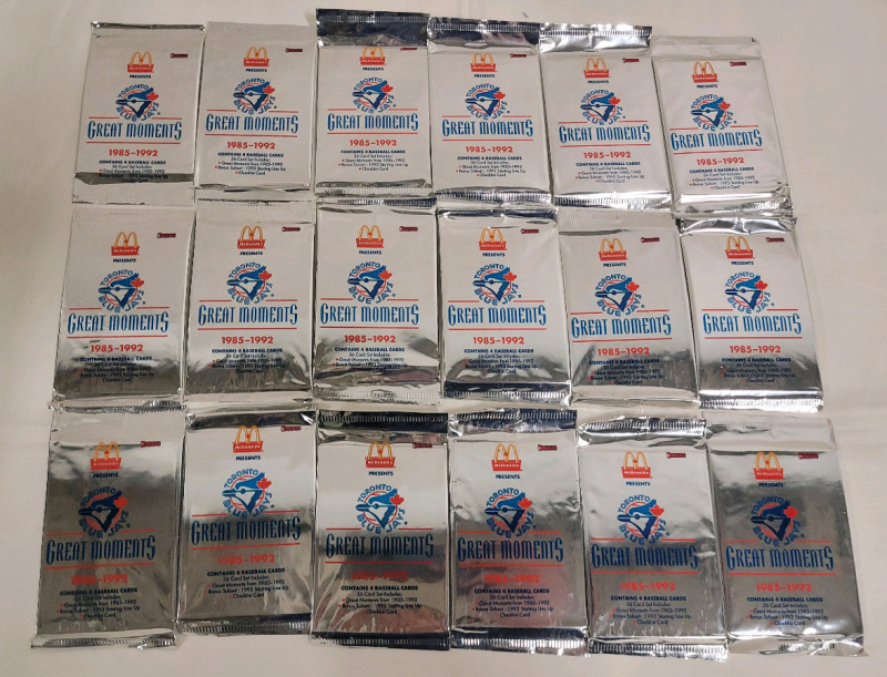 1993 McDonald's Donruss MLB Baseball Toronto Blue Jays Great Moments 1985-1992 Trading Card Sealed Packs , 18 Packs