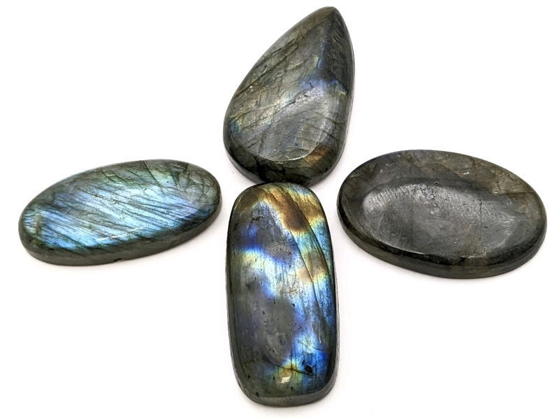 4 Fantastic LABRADORITE Polished Cabochons