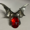 Bat Winged Owl Red Faceted Stone Dramatic Ring