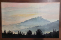 " Evening Foot Hills " Home Decor Print Art on Stretcher Frame , Signed Bottom Right . Measures 35"&times;22"