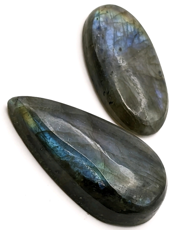 2 Gorgeous Polished LABRADORITE Cabochons.