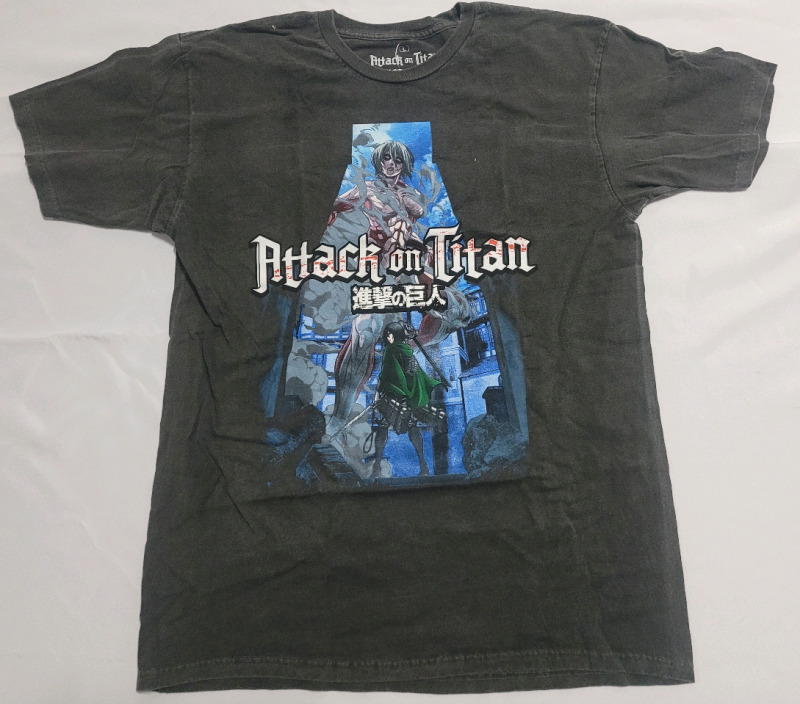 Attack on Titan ' Mikasa Ackermann & The Female Titan ' T-Shirt , Size L , Grey - New