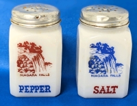 Vintage Niagara Falls Souvenir Milk Glass Salt & Pepper Shakers | 3.25" Tall ea