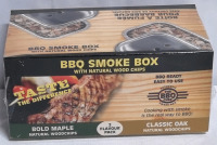 New The BBQ Chef BBQ Smoke Box with Natural Wood Chips - 2 Flavour Pack Bold Maple & Classic Oak