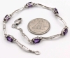 Absolutely Lovely Sterling Silver 925 Bracelet with Open-Back Translucent Purple Stones | 7.5" Long - 2