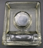 Vintage (Possibly Antique) Beveled Glass Inkwell with 2 Pen Slots | 4" x 5" x 1.5" - 6