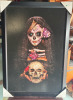 Framed 2013 Fortune Teller Art Work by Daveed Benito Sexy Girl Holding Skull 39” x 27”