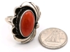 Gorgeous Navajo Signed E. Begay Coral & Unstamped Sterling Silver Size 6 Ring - 2