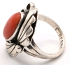 Gorgeous Navajo Signed E. Begay Coral & Unstamped Sterling Silver Size 6 Ring - 3