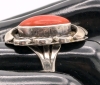 Gorgeous Navajo Signed E. Begay Coral & Unstamped Sterling Silver Size 6 Ring - 5