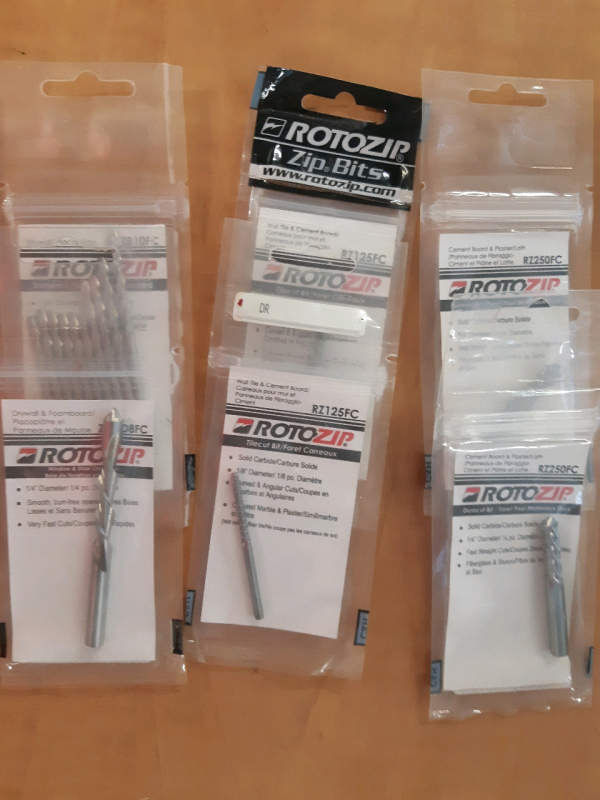 Assorted Lot of Rotozip Drill Bits | Inclues Wood, Drywall, Wall Tile & Cement Board Compatible Drill Bits