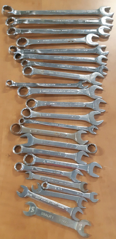 Lot of Assorted Wrenchs 26 Total From 3/4" -1/4"