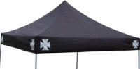 Used Once - 10' × 10' Black Outdoor Canopy Cover with Silver/Grey Maltese Crosses on Corners . Used One (1) Time