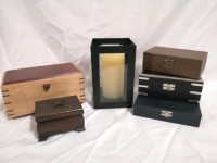 Candle Holder with Candle and Boxes