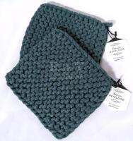 2 New DANICA HEIRLOOM Knit Potholders 8x8 Lagoon