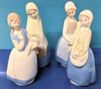 4 Vintage REX Valencia Girl Porcelain Figures | Handmade in Spain | 6" Tall