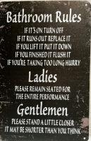 New" Bathroom Rules" Metal Sign 11.75" X 7.75"