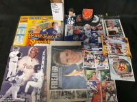 Assorted Lot of Sports Memorabilia; Lot Includes But Isnt Limited To; Gretzky Cereal Box, Dollarstore Hockey Cards, Tyler Bozak Bobble Head & 3 Team Canada Hockey Pucks