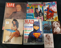 Assorted Pop Culture Lot |Includes But Isnt Limited To; 80s Teen Magazine, Sketches Footware Christina Aguilera Poster, Life Magazine, Mad Batman Magazine