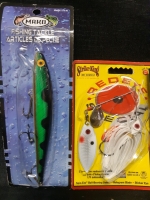 5 New | Fishing Lures Assorted Make and Models & Tiny Metal Flask With Key Chain (Lure Size Ranges From 3"-6" )