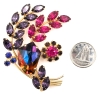 Gorgeous & Vibrant Multicolored Rhinestones & Gold Tone Vintage Brooch | 2.25" x 1.3" - 2