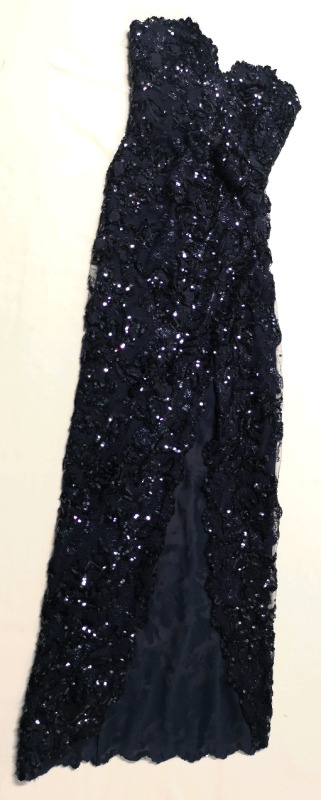 John Anthony Navy Sequin Strapless Dress sz?XS - Front Slip