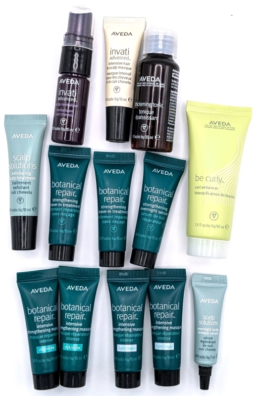 13 Assorted Aveda Sample / Travel-Sized Hair Products 7ml - 40ml (As-Is)