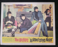 The Beatles " A Hard Days Night " Theater Lobby Card , Measures 14"×11" .