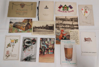 WWI Military & Personal Postcards . Includes Embroidered Postcard and Military Christmas Card