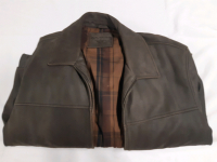 Dockers | Mens Brown Genuine Leather Zip-Up Jacket