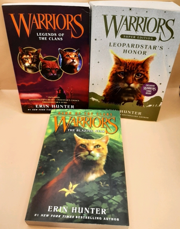 3 Softcovers by Erin Hunter Warriors-The Legends of the Clans Warriors Dawn of the Clan-The Blazing Star Warriors Super Edition' Leopardstar's Honor