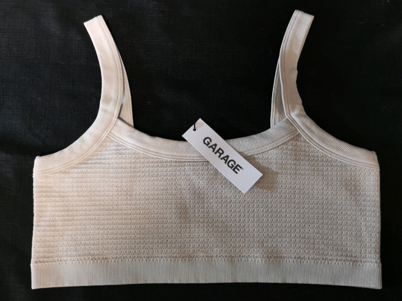 New Garage sz Small Pebble Gray Crop Tank Top