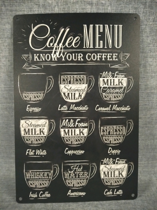New Coffee Metal Tin Sign 12x8"