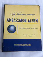 Vintage The New Enlarged Ambassador Album & Postage Stamps Of The World Provides For More Than 16000 Stamps Thousand of Identifying Illustrations Partially Filled