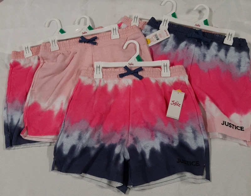 New with Tags 5 Pairs of Girls Justice Fleece Shorts Size Large (12-14) Patterns May Vary