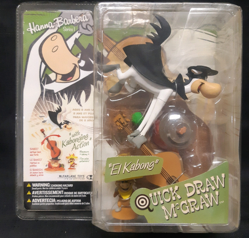 New Sealed McFarlane Toys | Hanna-Barbera Series 1 "El Kabong" Quick Draw McGraw With Kabonging Action ( Box Measures 9.5" x 9.5" )