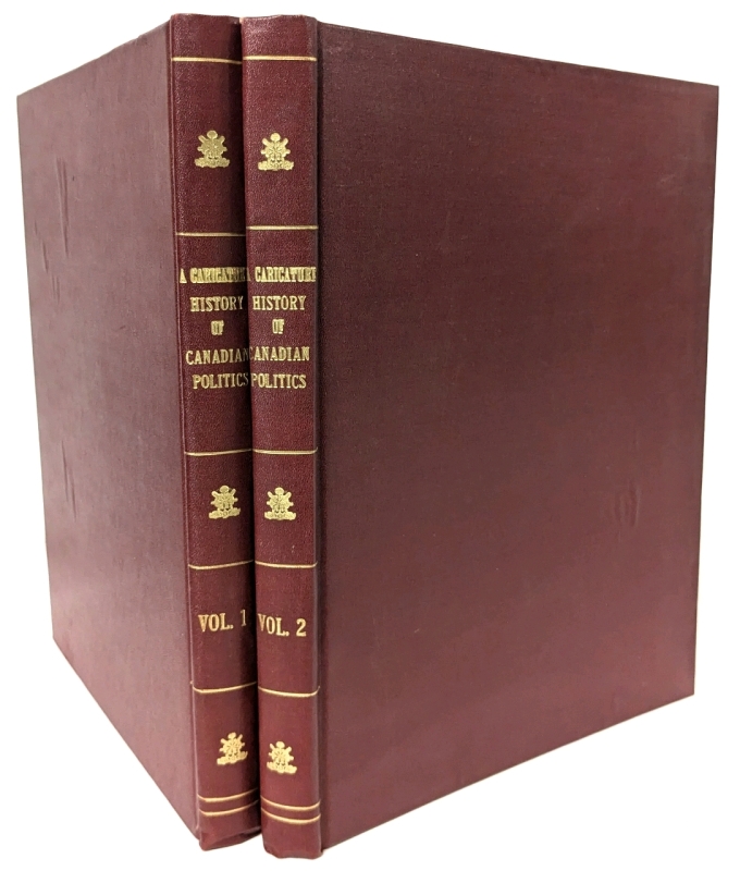 Antique 1886 | Caricature History of Canadian Politics Vol 1 & 2 by J. W. Bengogh | 10.25" x 1" x 12.9"