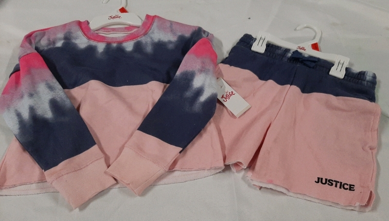 New with Tags Girl's Justice Fleece Shorts and Top Set Size XS (5/6) Patterns may vary